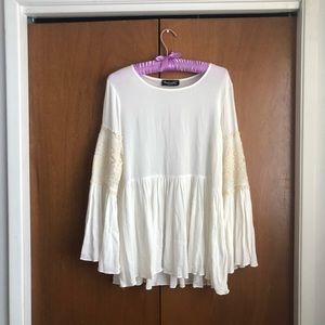 basically me 70s boho cottagecore style peplum white lace top